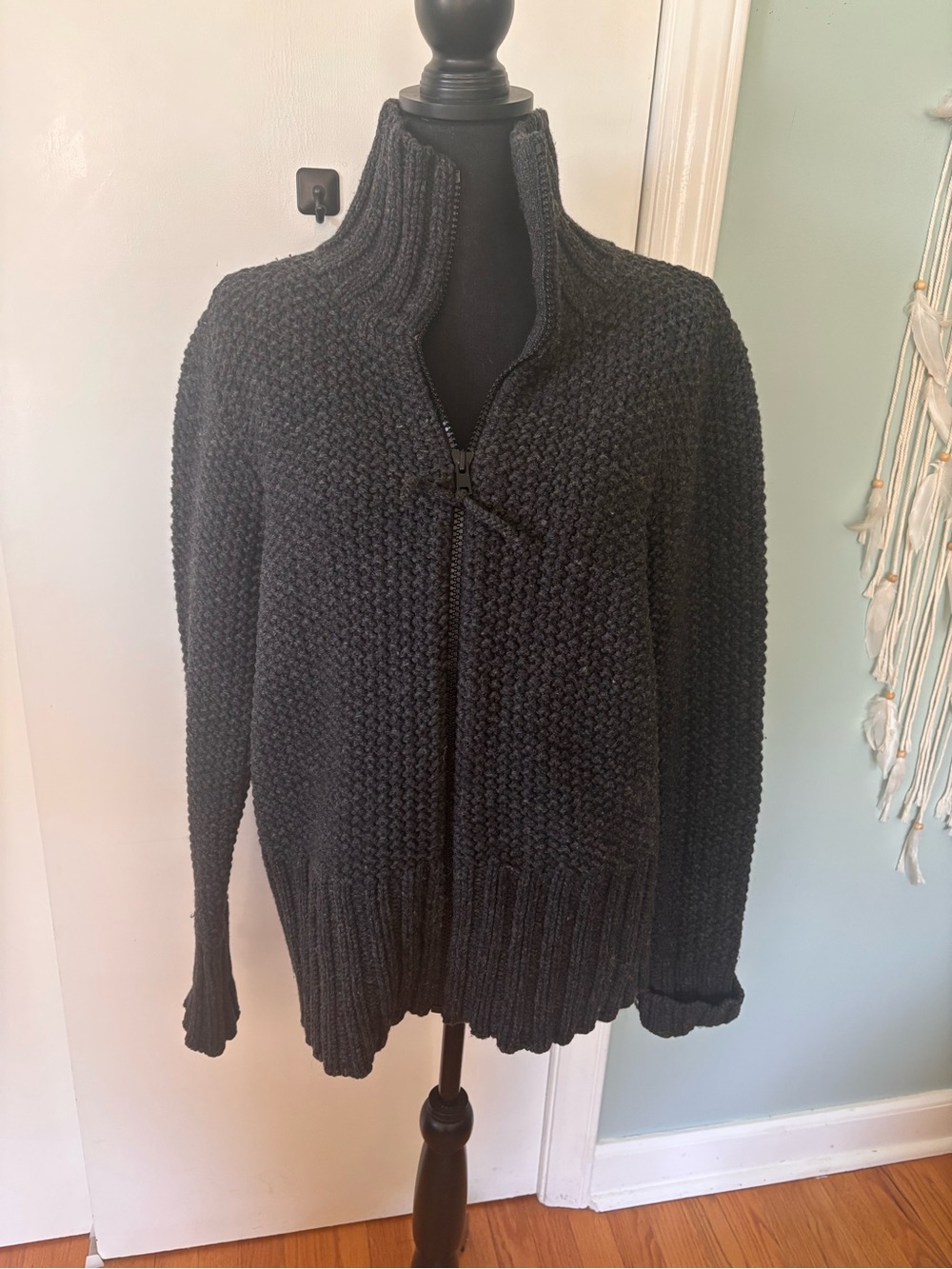 Vintage GAP 100% Lambswool zip up sweater Lg